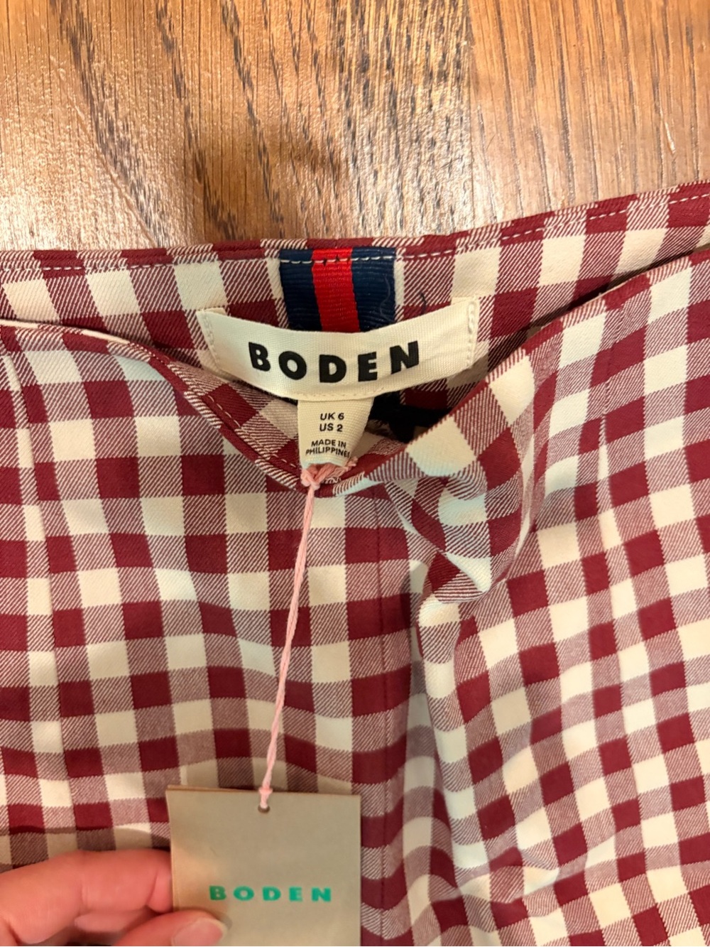 Boden Gingham Pants in Red and White - Picture 6 of 6
